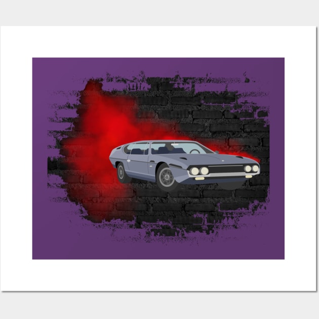 Vintage car with smokin red Wall Art by TeeProDesigns